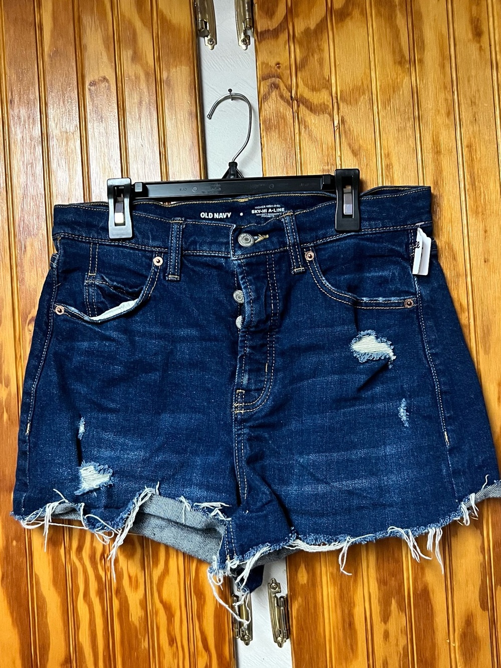 Old Navy Women's Dark Blue Distressed Denim Shorts size 6